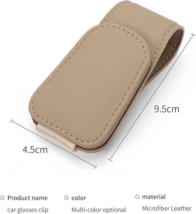 Magnetic Leather Sunglass Holder for Car, Sunglasses Clip for Car Visor, Auto Interior Accessories Universal for Different Size Eyeglasses