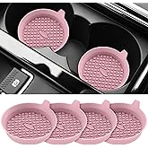 Car Cup Holder Coaster, Pack of 4, Silicone Cup Holder Insert, Universal Non-Slip Cup Holders, Car Accessories Interior for Women and Man 4 Pack Pink