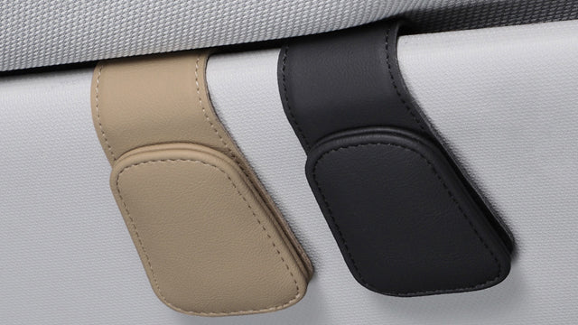 Magnetic Leather Sunglass Holder for Car, Sunglasses Clip for Car Visor, Auto Interior Accessories Universal for Different Size Eyeglasses