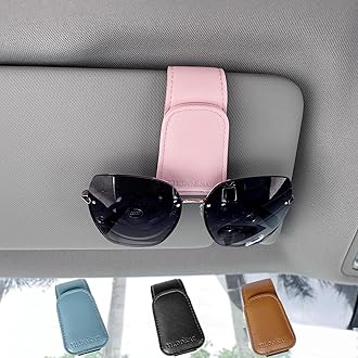 Magnetic Leather Sunglass Holder for Car, Sunglasses Clip for Car Visor, Auto Interior Accessories Universal for Different Size Eyeglasses